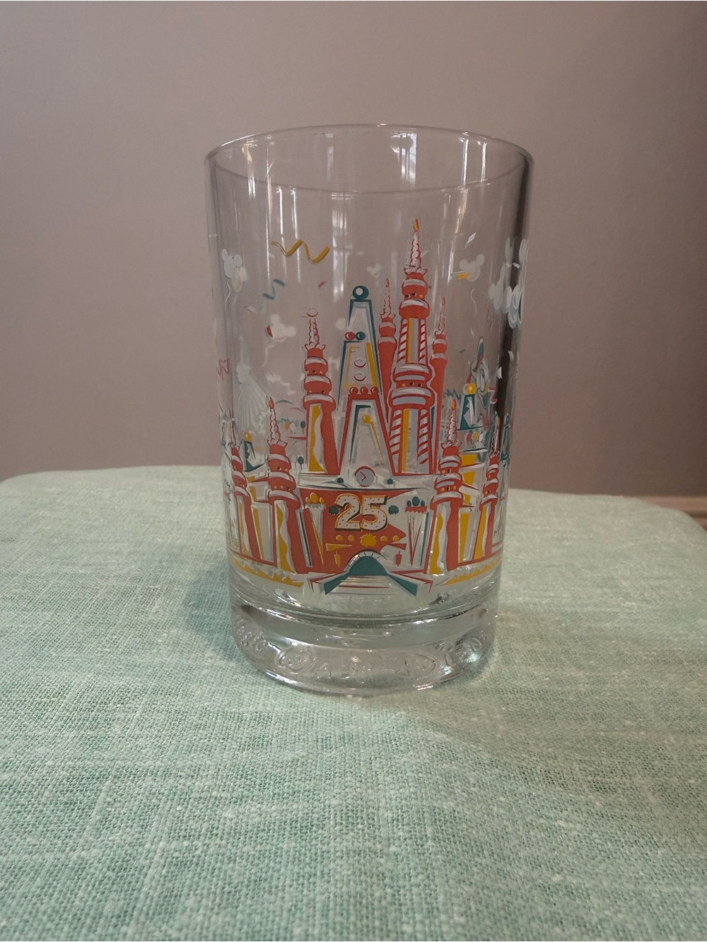 Anniversary Castle 25th Commemorative Glass - Orange & Yellow